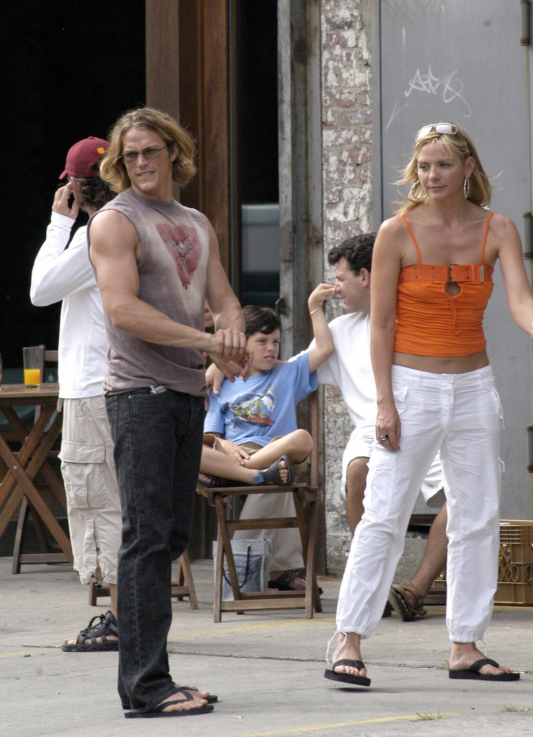 Jason Lewis and Kim Cattrall are seen on Gansevoort Street while filming 'Sex and the City' in 2003