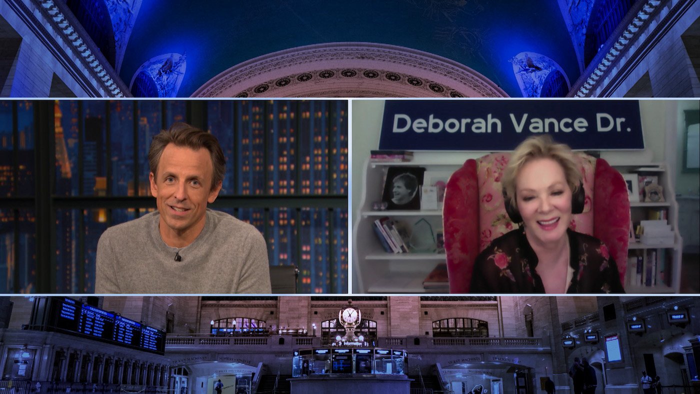 Host Seth Meyers talks with 'Hacks' actor Jean Smart on May 13, 2021