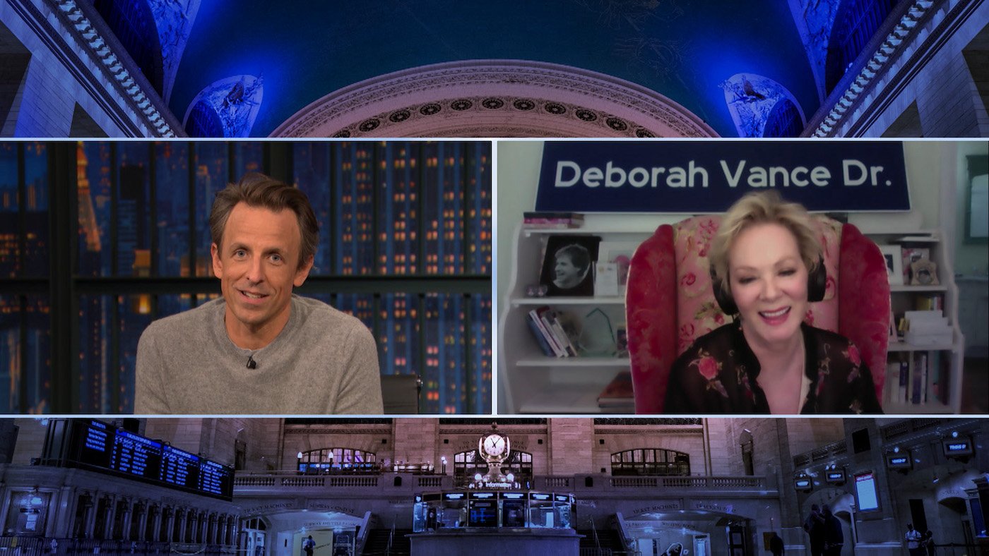 Host Seth Meyers talks with 'Hacks' actor Jean Smart on May 13, 2021