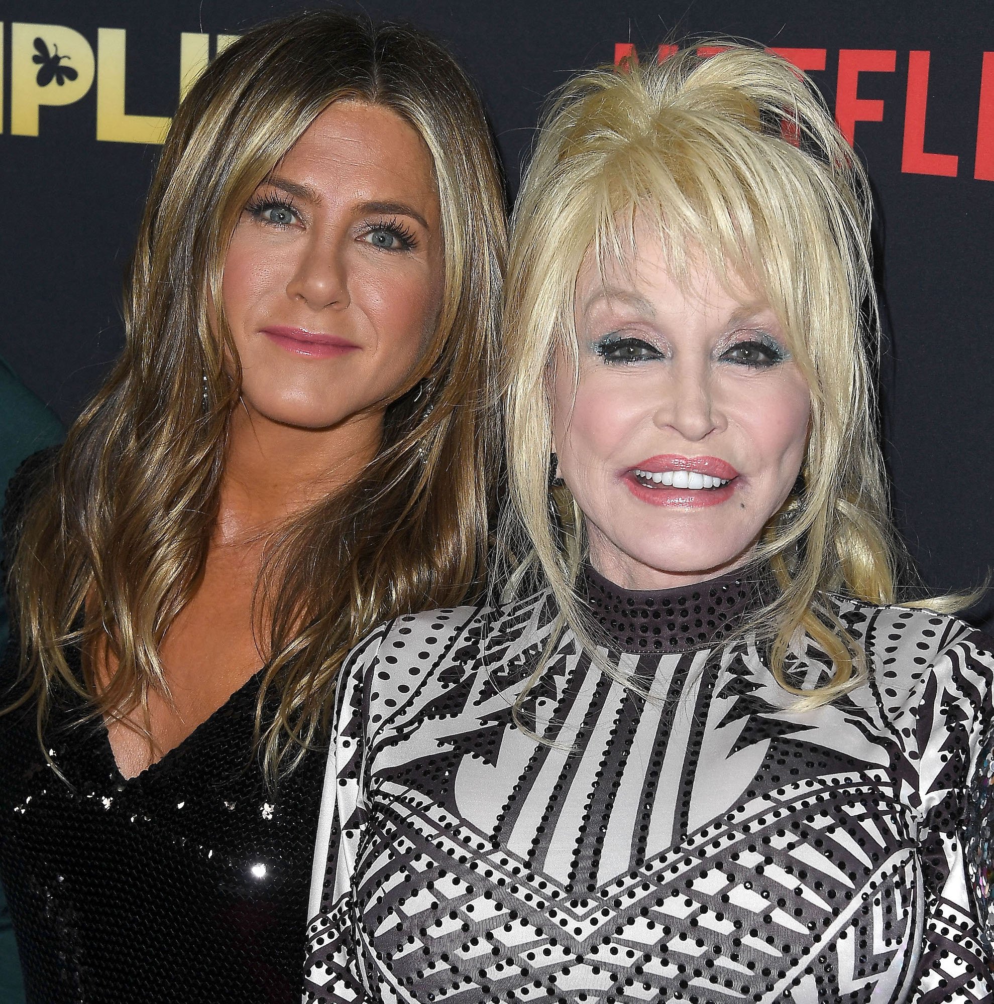 Jennifer Aniston and Dolly Parton attending at the premiere Of Netflix's "Dumplin'" in 2018