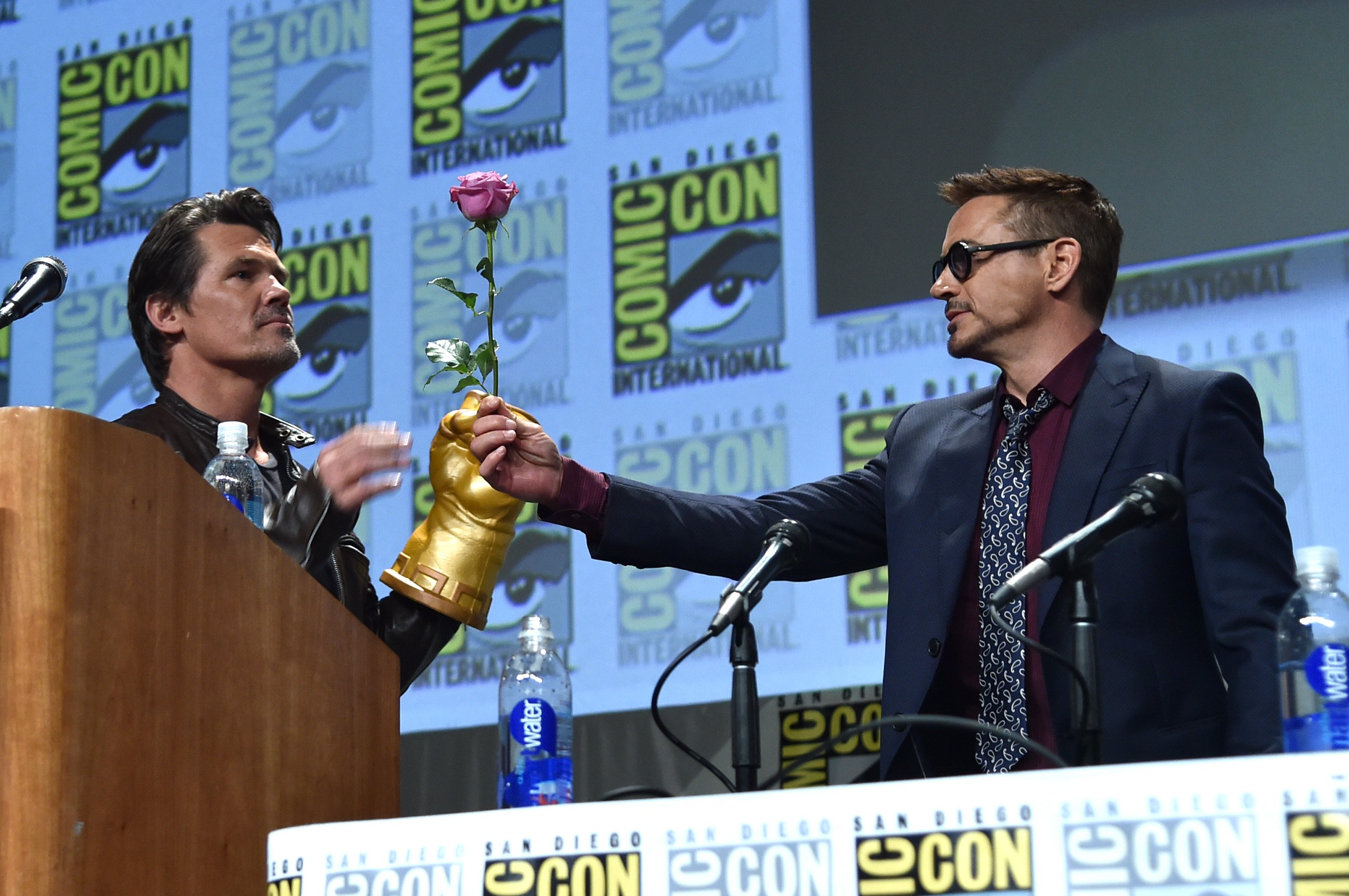 Josh Brolin and Robert Downey Jr. pound fists at Comic-Con