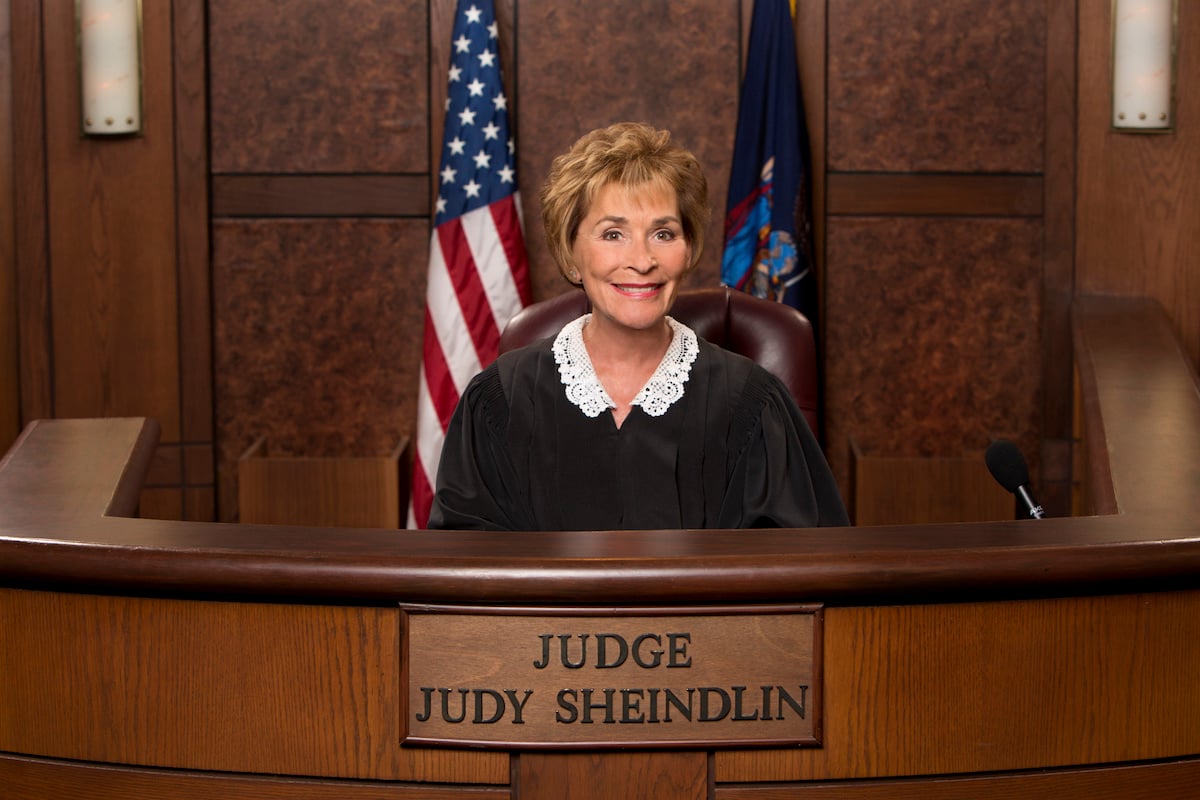 Judge Judy Sheindlin sits at her desk