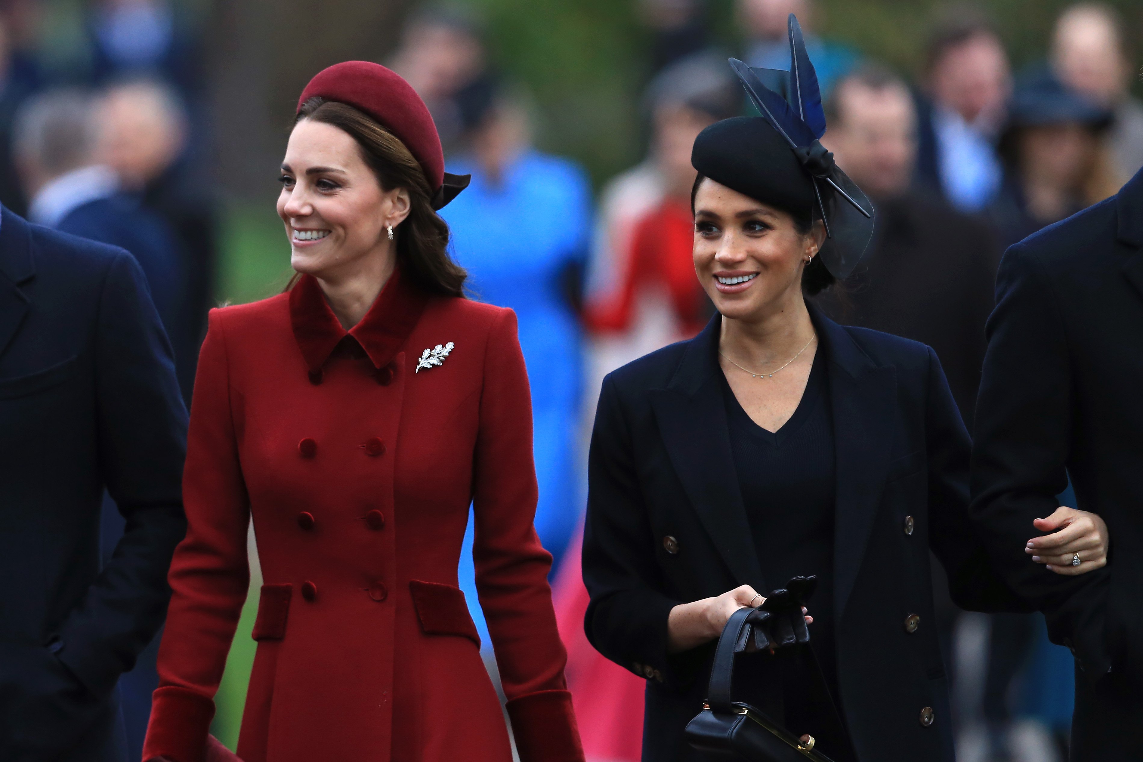 Catherine, Duchess of Cambridge and Meghan, Duchess of Sussex walking togather