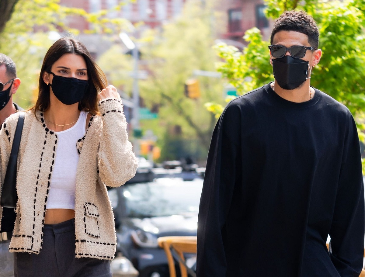 Kendall Jenner and Devin Booker walking together through SoHo in NYC