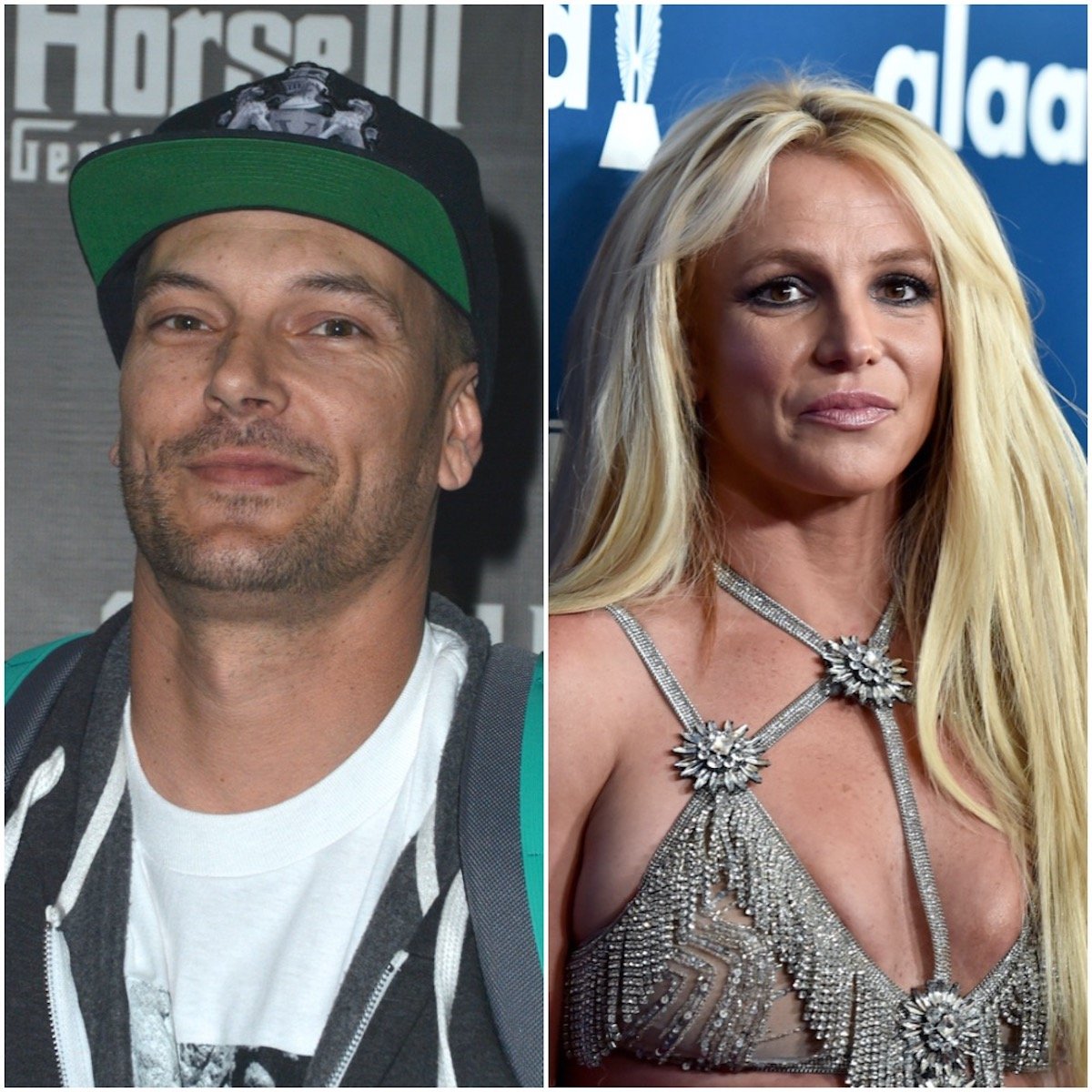 Kevin Federline and Britney Spears posing for photos at media events