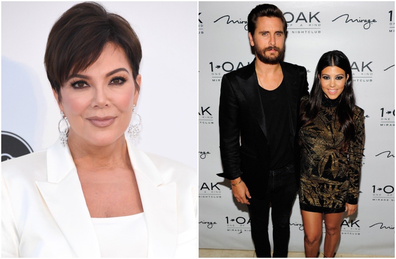 Photo of Kris Jenner and photo of Scott Disick and Kourtney Kardashian side by side