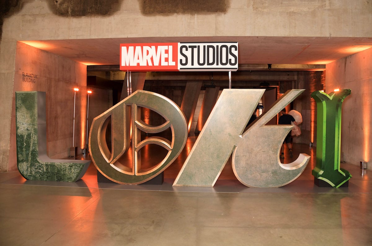 The 'Loki' logo display at a special preview screening of the Marvel Studios series