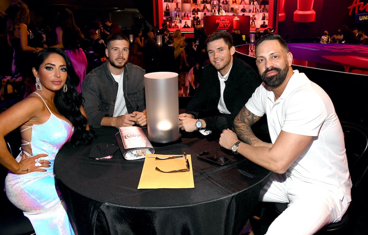 Angelina Pivarnick, Vinny Guadagnino, a guest, and Chris Larangeira at the MTV Movie & TV Awards: Unscripted 2021