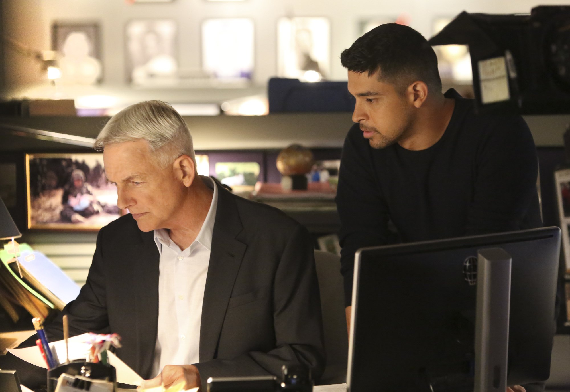 Mark Harmon as Gibbs and Wilmer Valderrama as Nick Torres on 'NCIS