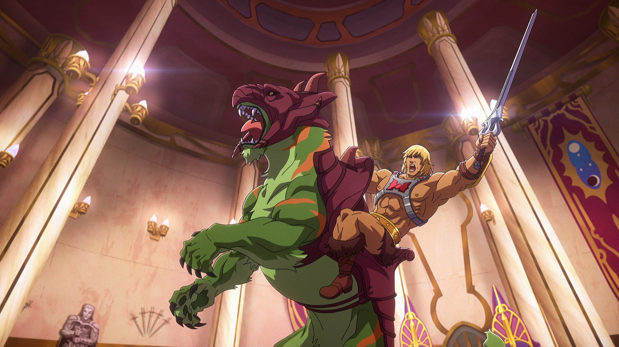 Masters of the Univrse: Revelation -- He-Man rides Battle Cat