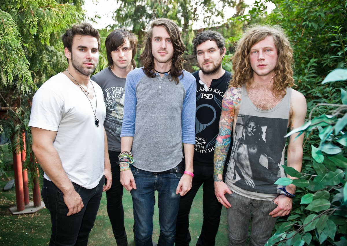 Jake Bundrick, Alex Garcia, Derek Sanders, Jeremy Lenzo and Brooks Betts of the pop-punk band Mayday Parade