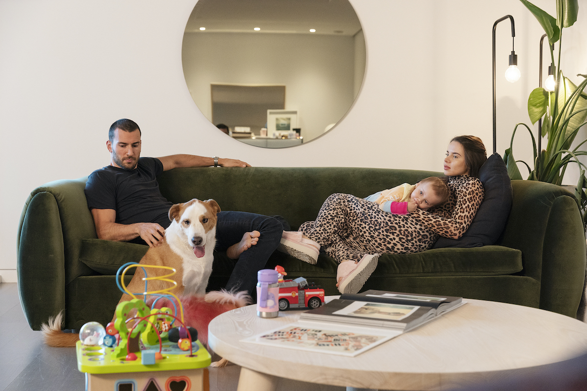 Steve Gold, Luiza Gawlowska and daughter Rose at home on Million Dollar Listing New York