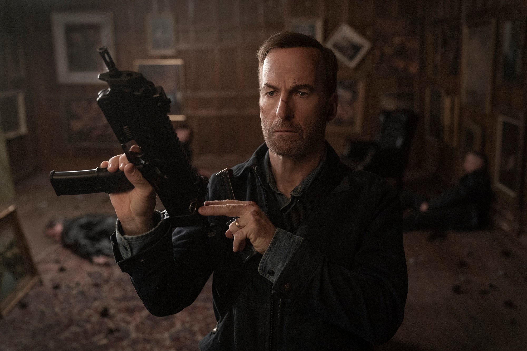 Nobody: Bob Odenkirk with a machine gun