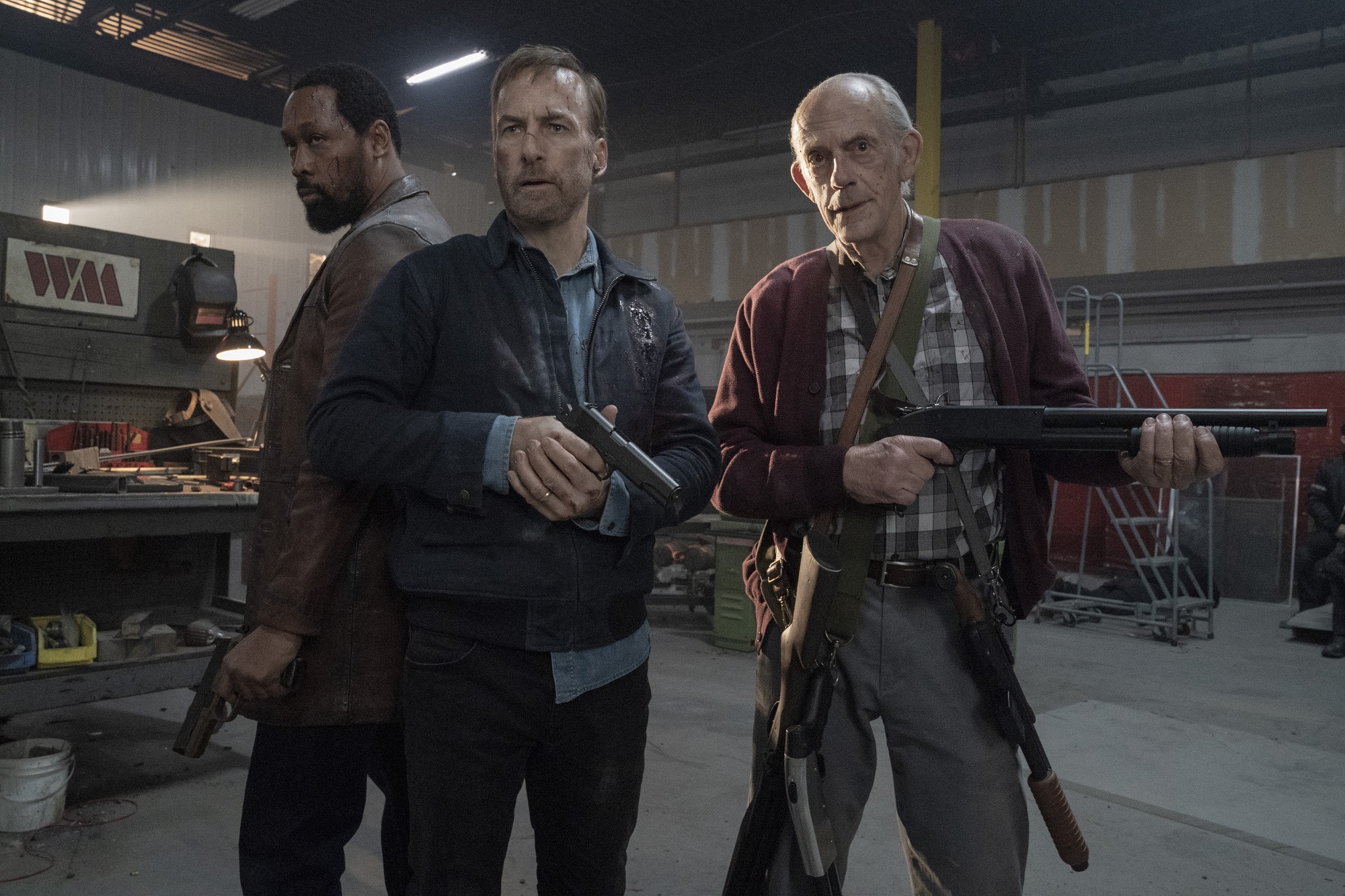Nobody finale trio: RZA, Bob Odenkirk and Christopher Lloyd