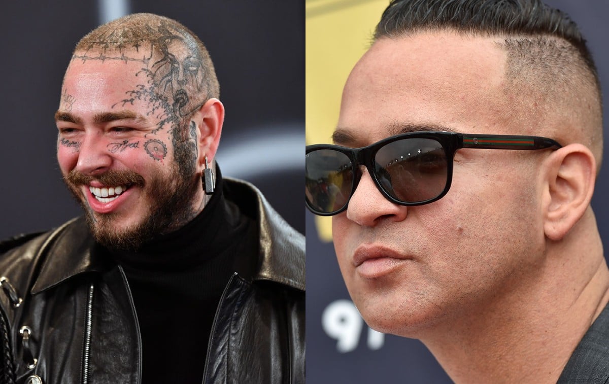 A photo of Post Malone next to a photo of Mike 'The Situation' Sorrentino, who are two celebrities born on the 4th of July.