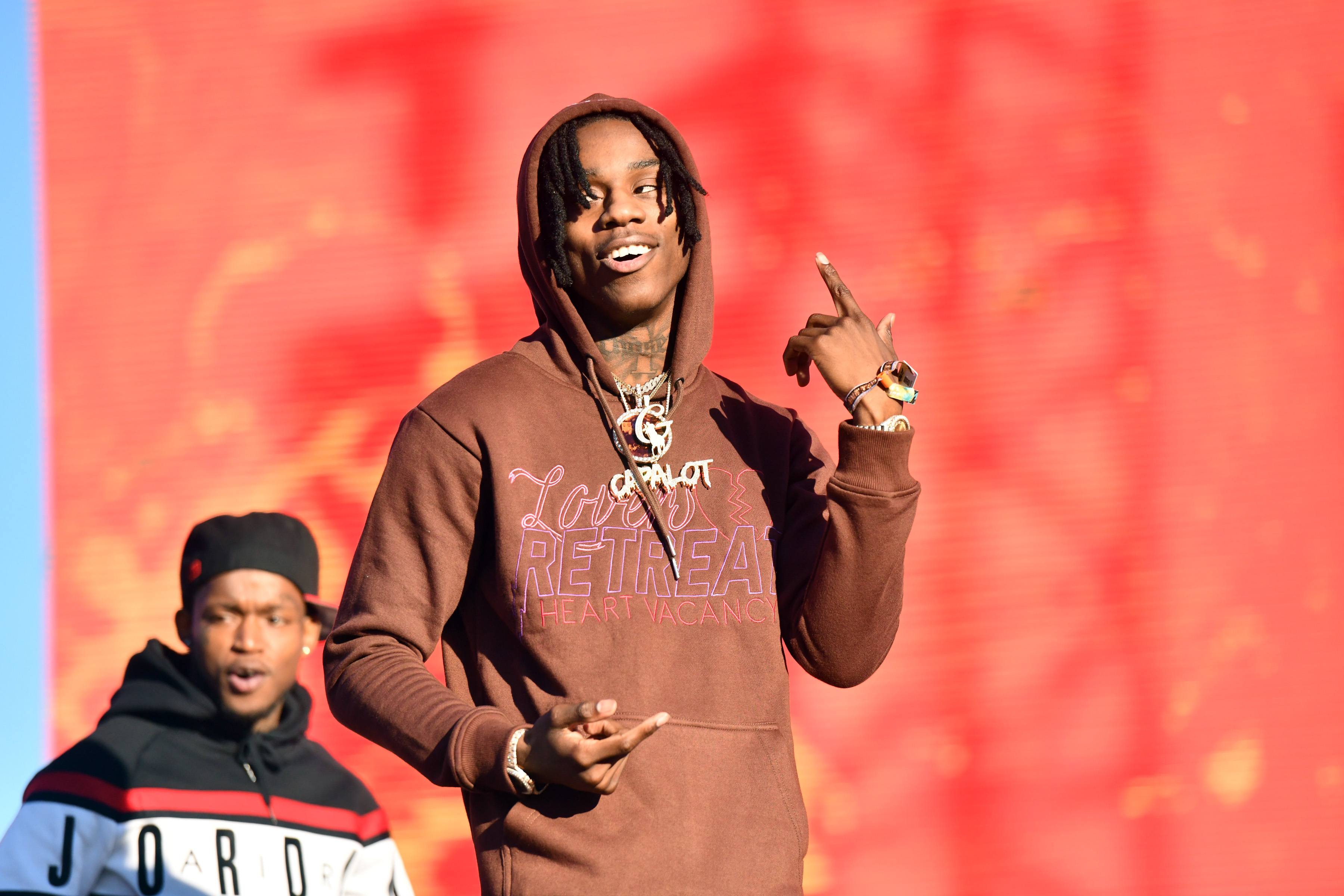 Rapper Polo G performs onstage during day 2 of the Rolling Loud Festival