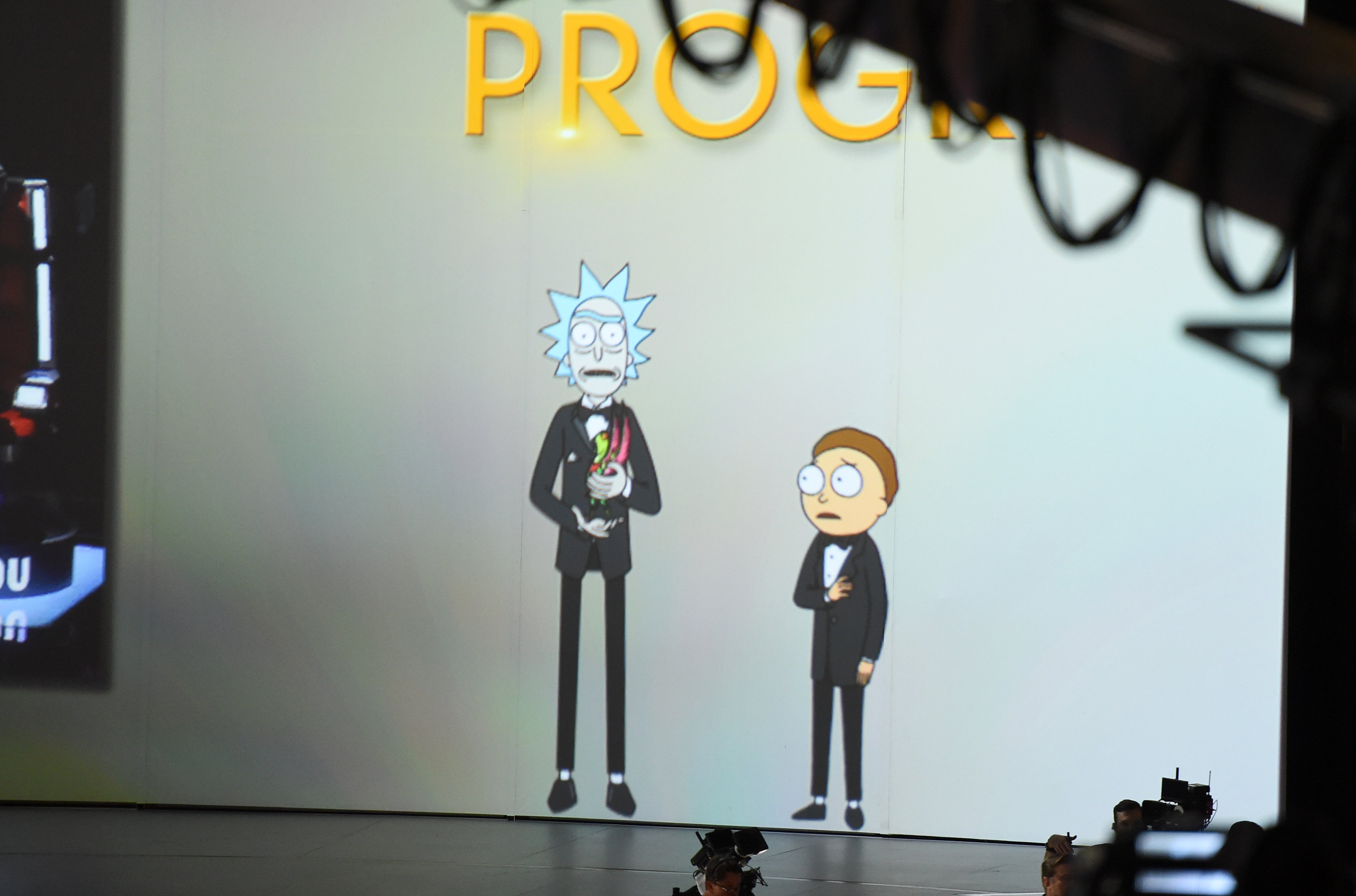 Rick and Morty present onstage during the 70th Emmy Awards at Microsoft Theater on September 17, 2018 in Los Angeles, California.