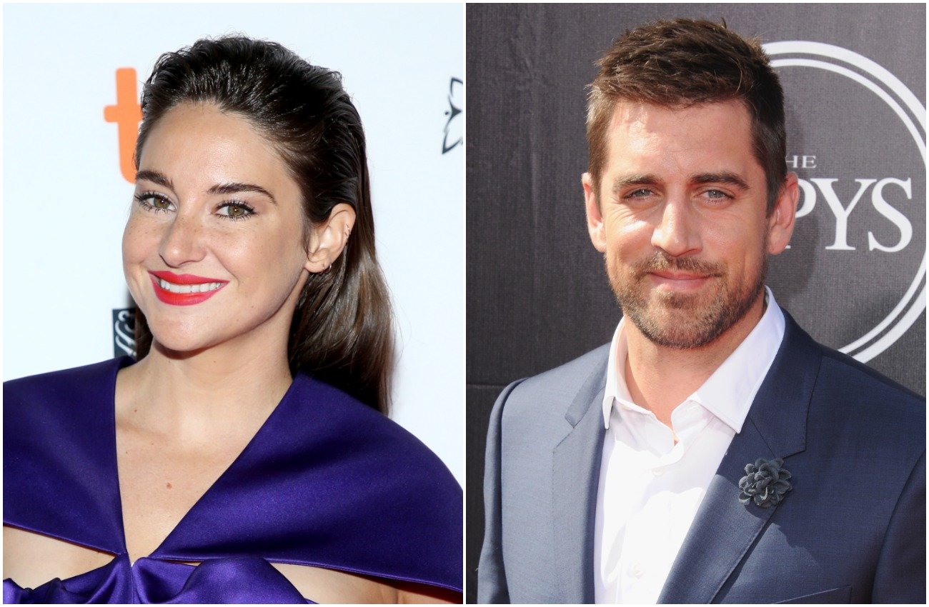 Photos of Shailene Woodley and Aaron Rodgers side by side