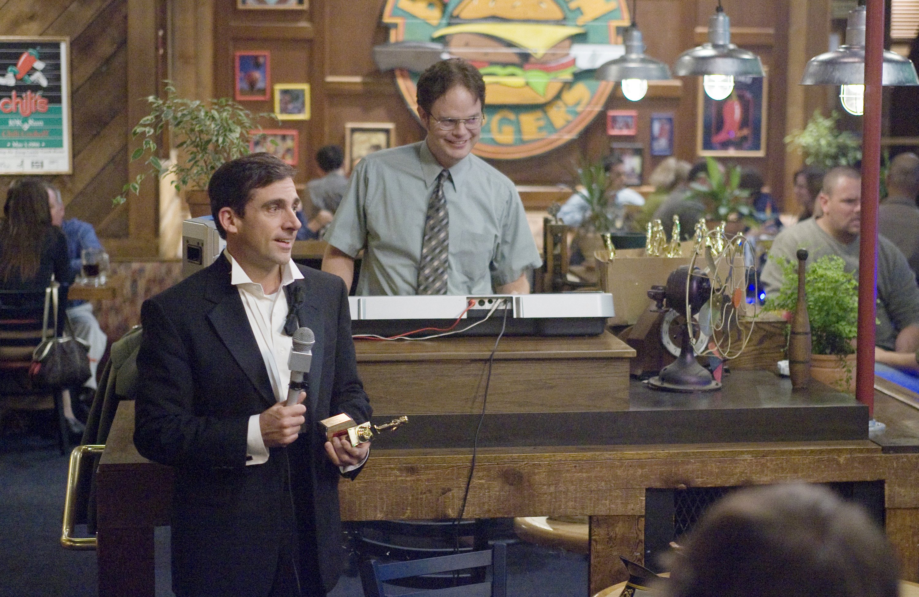 Steve Carell as Michael Scott and Rainn Wilson as Dwight Schrute in 'The Dundies' episode of 'The Office'
