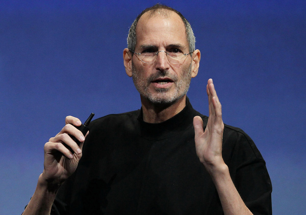Steve Jobs speaks during an Apple special event April 8, 2010 in Cupertino, California. Jobs announced the new iPhone OS4 software.