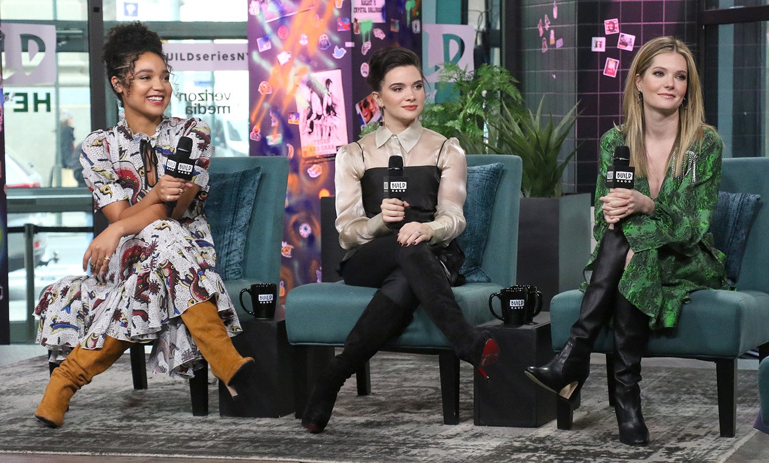 'The Bold Type' stars Aisha Dee, Katie Stevens, and Meghann Fahy at Build Series in January 2020.