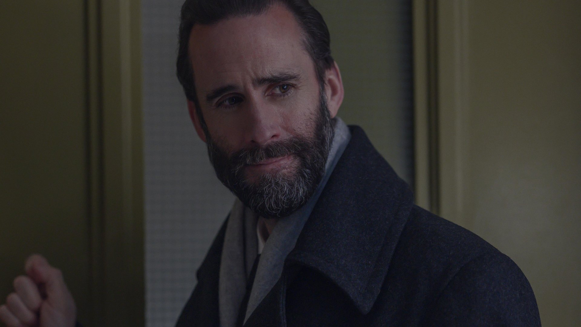 Joseph Fiennes as Fred Waterford says goodbye to Serena Joy in ‘The Handmaid’s Tale Season 4 finale, episode 10, ‘The Wilderness’