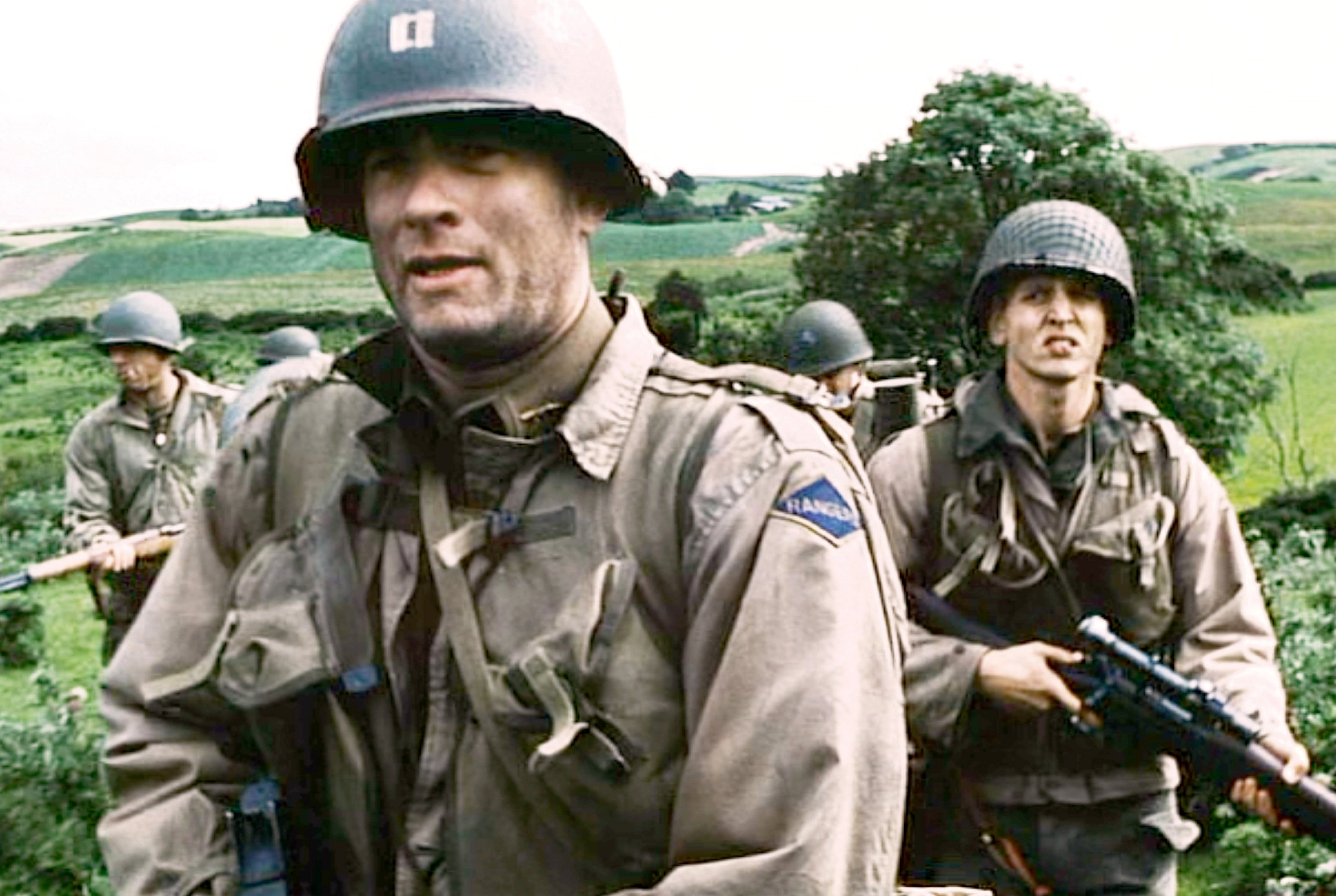 Tom Hanks and Barry Pepper march in 'Saving Private Ryan'