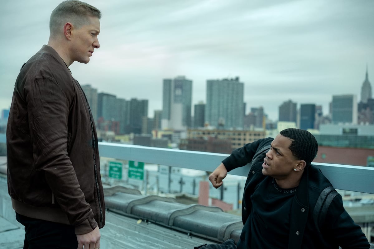 Joseph Silkora ss Tommy Egan stands over a crouching Michael Rainey Jr as Tariq St. Patrick in 'Power'