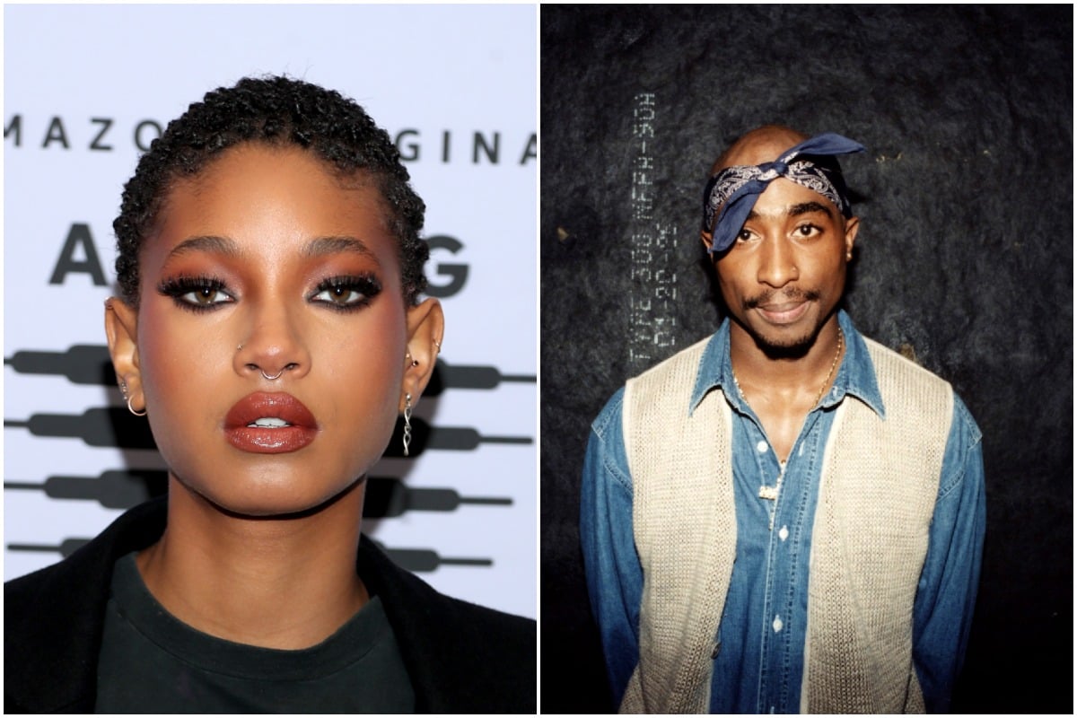 A side-by-side photo of Willow Smith and Tupac Shakur