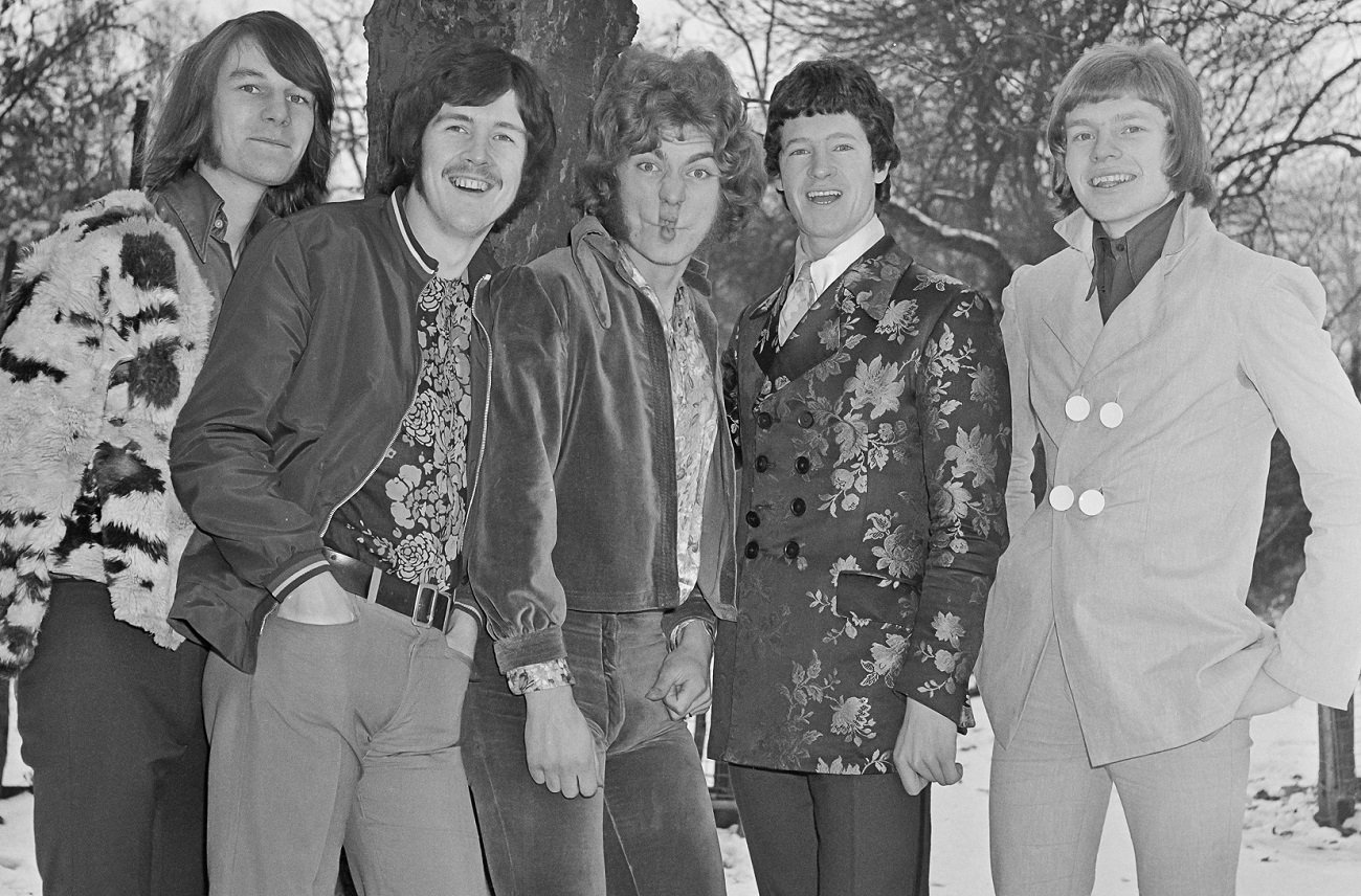 Robert Plant makes a funny face as the rest of the Band of Joy laughs during a '68 photo shoot.