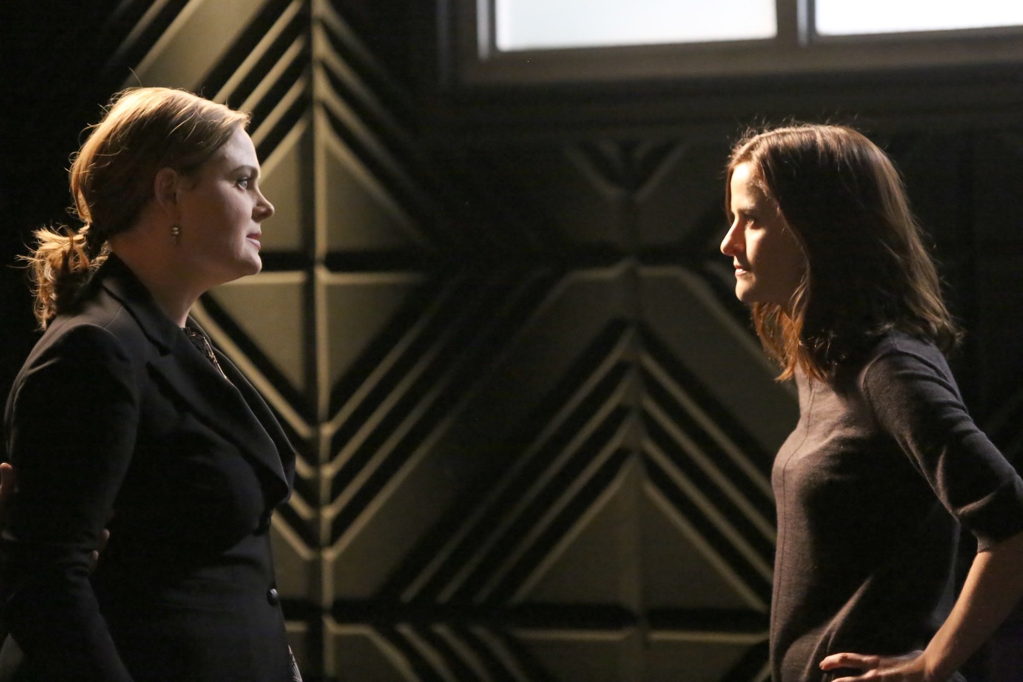 Emily Deschanel and guest star Brittany Shaw Johns