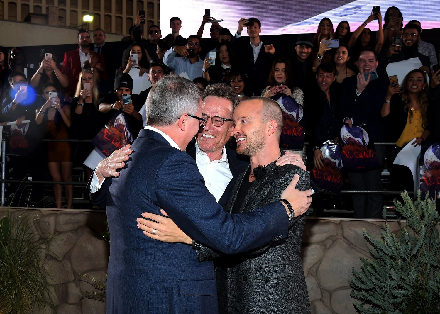 Breaking Bad stars Aaron Paul, Bryan Cranston, and writer Vince Gilligan