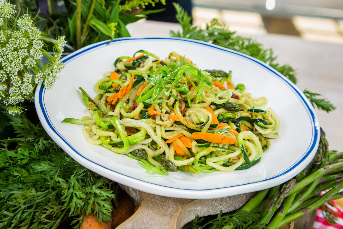 Close up of Candace Cameron Bure's zoodle salad