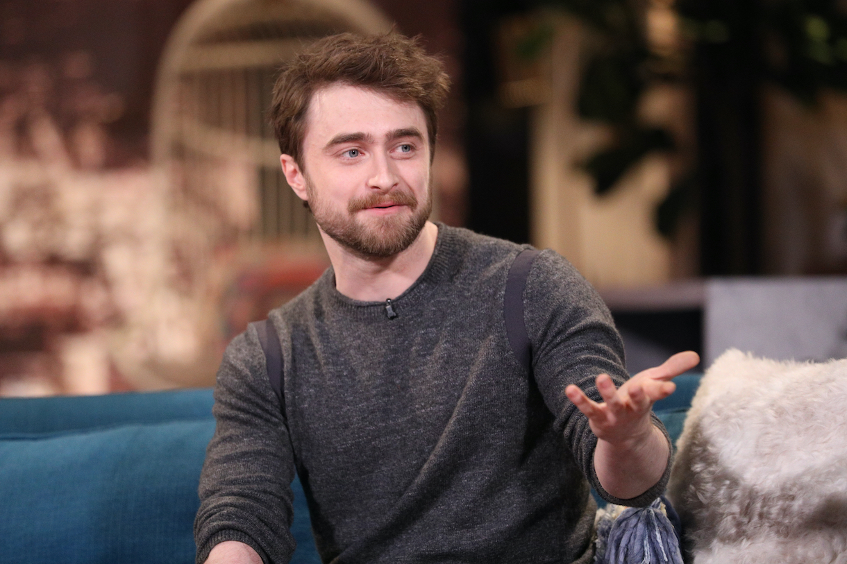 Guest Daniel Radcliffe on the set of Busy Tonight