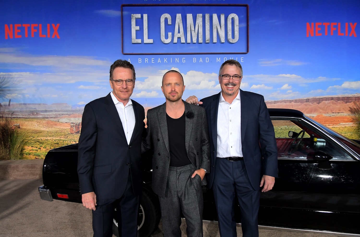 Breaking Bad stars Bryan Cranston and Aaron Paul and writer Vince Gilligan attend the World Premiere of El Camino: A Breaking Bad Movie
