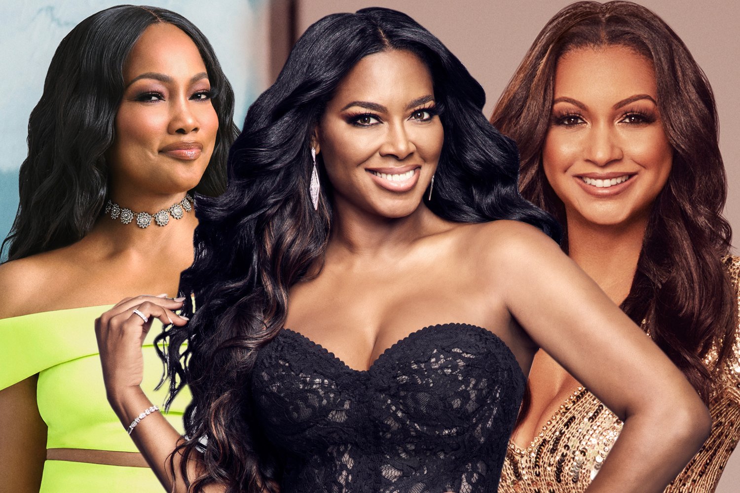 Garcelle Beauvais, Kenya Moore, and Eboni K. Williams in their respective Bravo photos