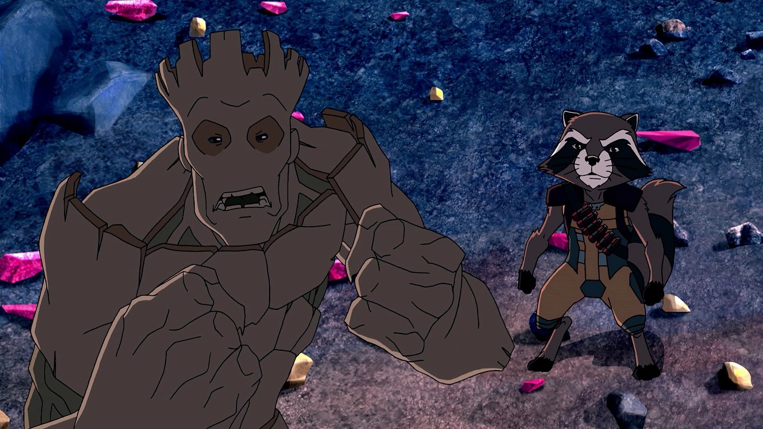 Groot and Rocket Raccoon in Marvel's Guardians of the Galaxy on Disney XD