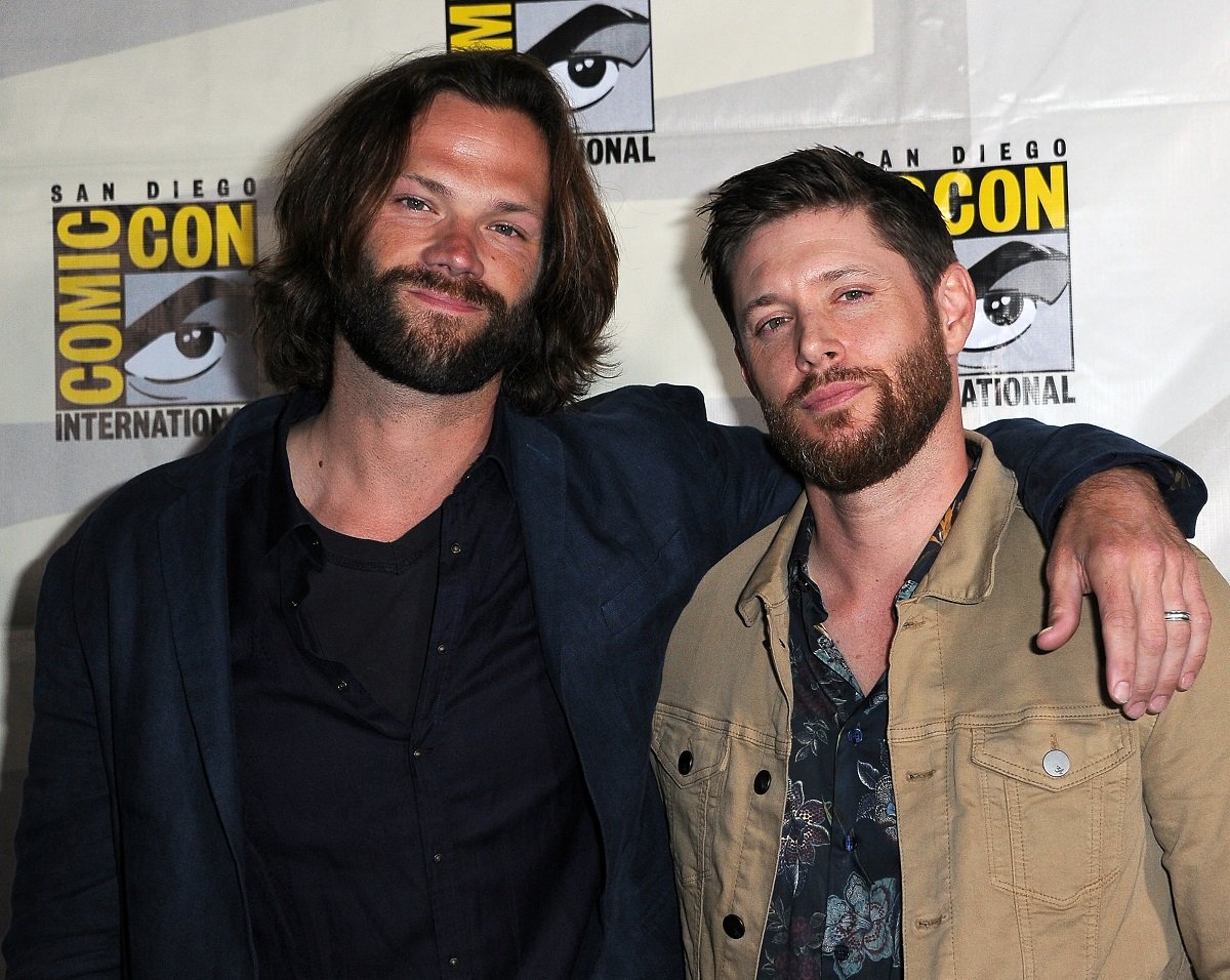 (L-R) Jared Padalecki and Jensen Ackles attend the 'Supernatural' Special Video Presentation and Q&A during 2019 Comic-Con International on July 21, 2019, in San Diego, California.