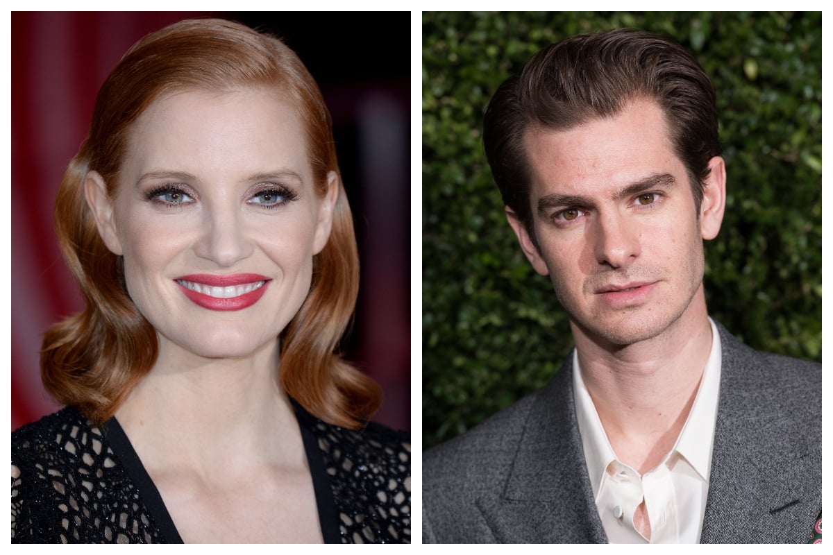 composite image of Jessica Chastain and Andrew Garfield