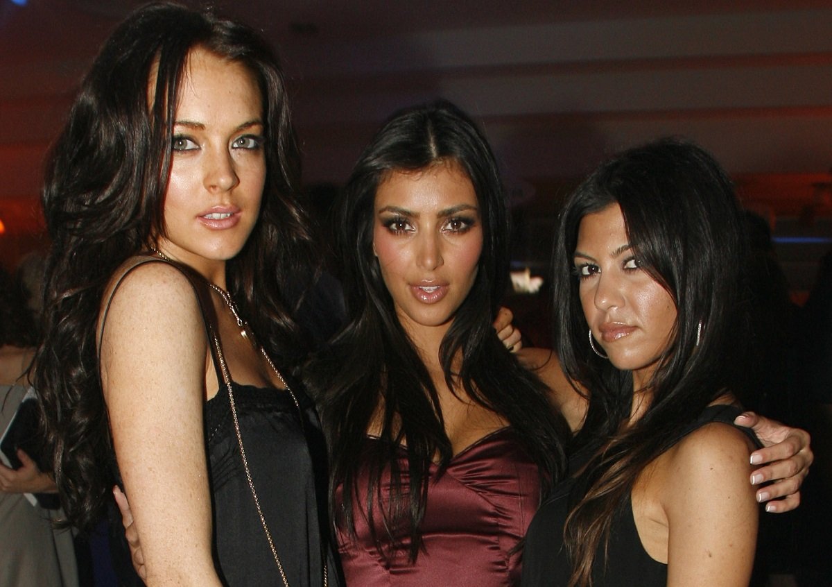 (L-R): Lindsay Lohan, Kim Kardashian, and Kourtney Kardashian in 2006