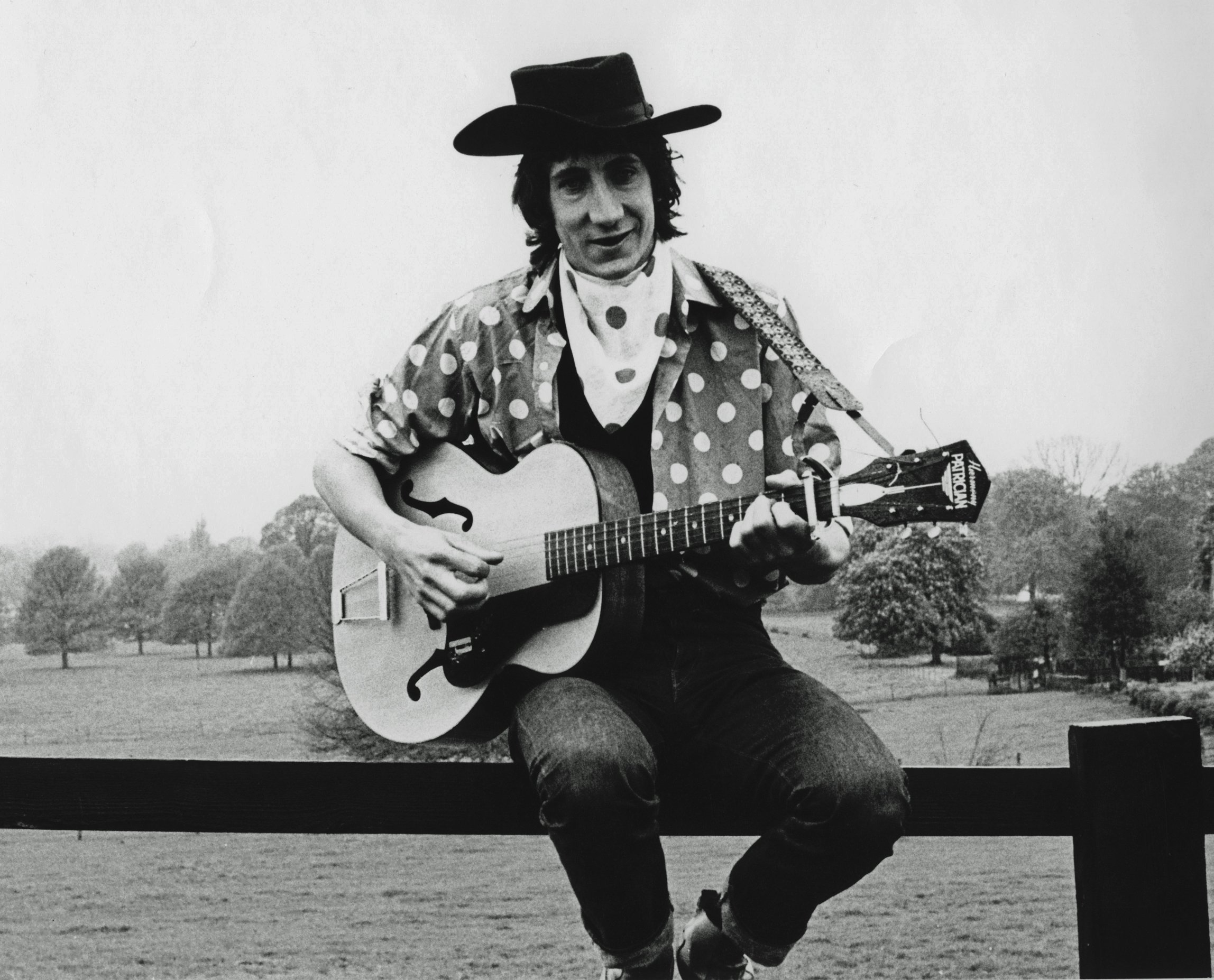 Pete Townshend of The Who on a fence