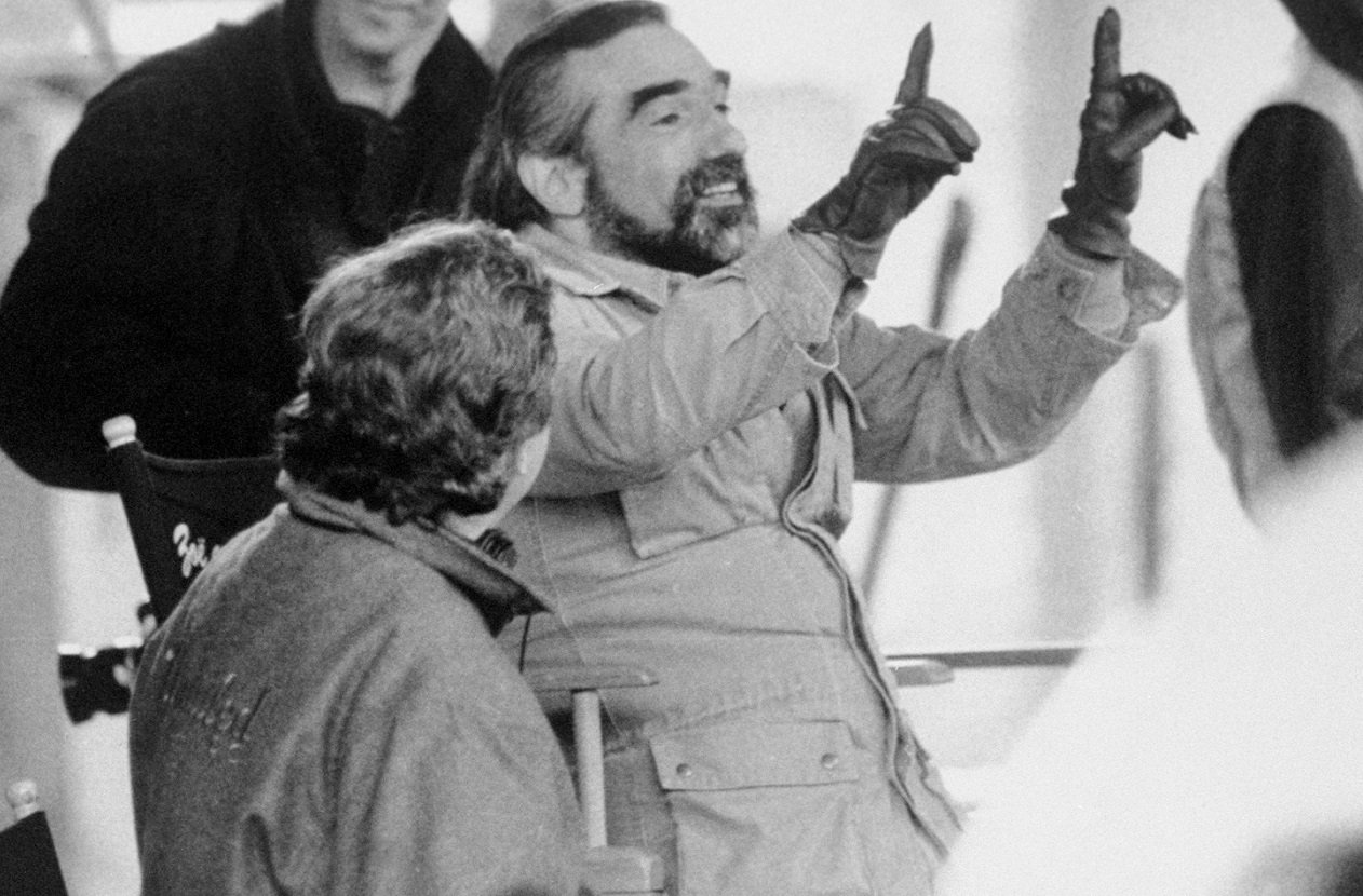 Martin Scorsese holds a frame with his fingers on the set of 'Goodfellas.'