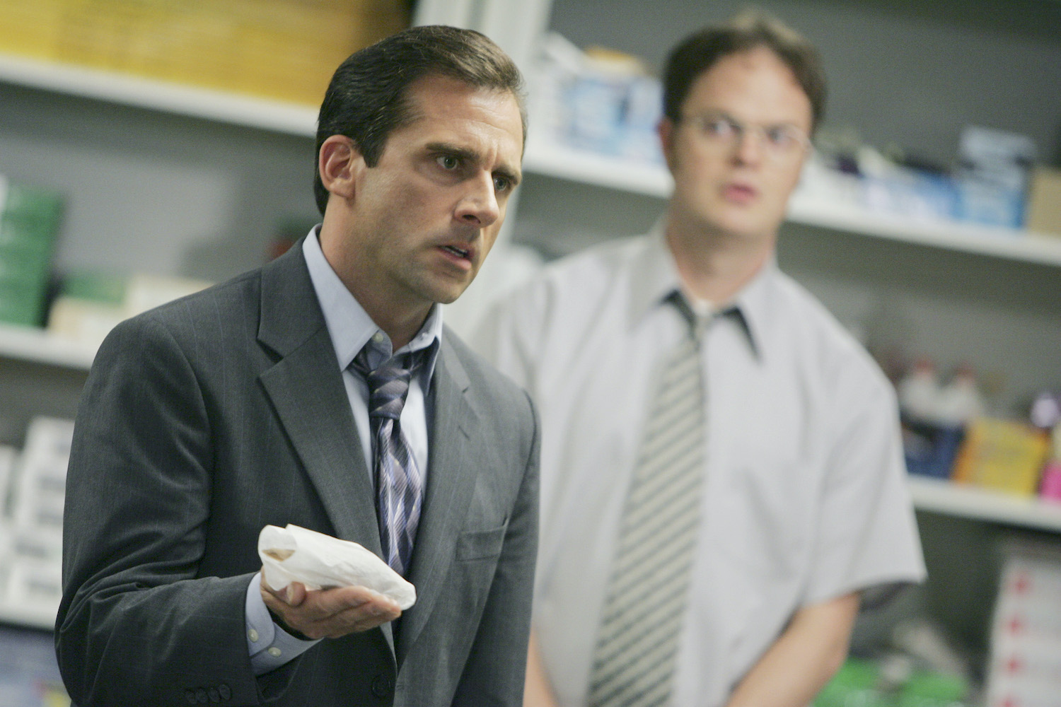 The Office: Steve Carell as Michael Scott and Rainn Wilson as Dwight Schrute