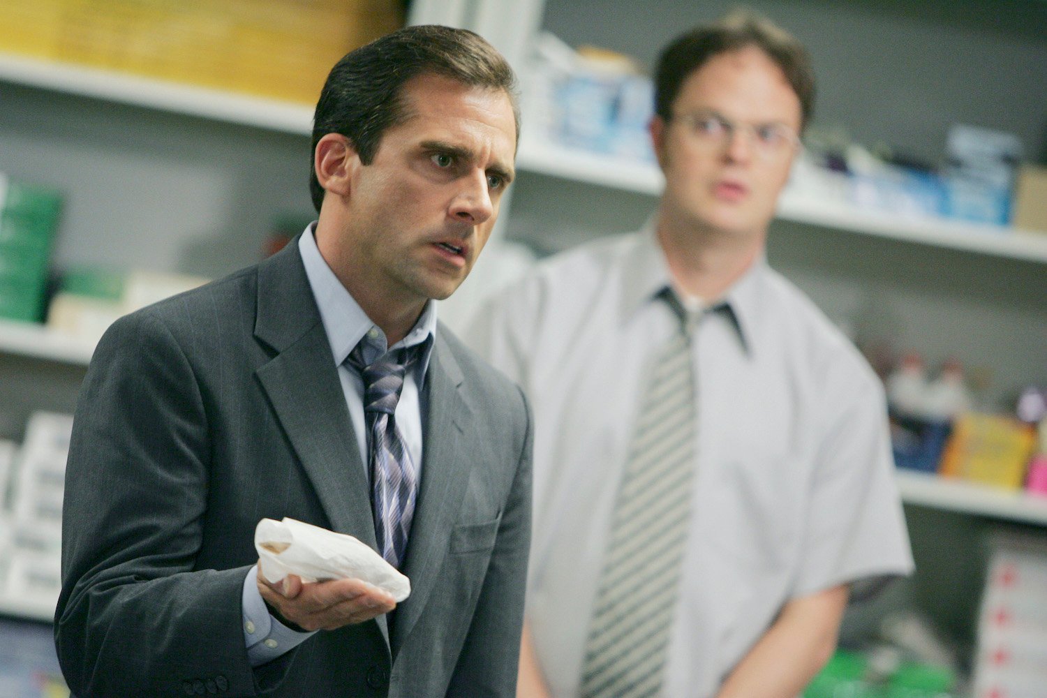 The Office: Steve Carell as Michael Scott and Rainn Wilson as Dwight Schrute