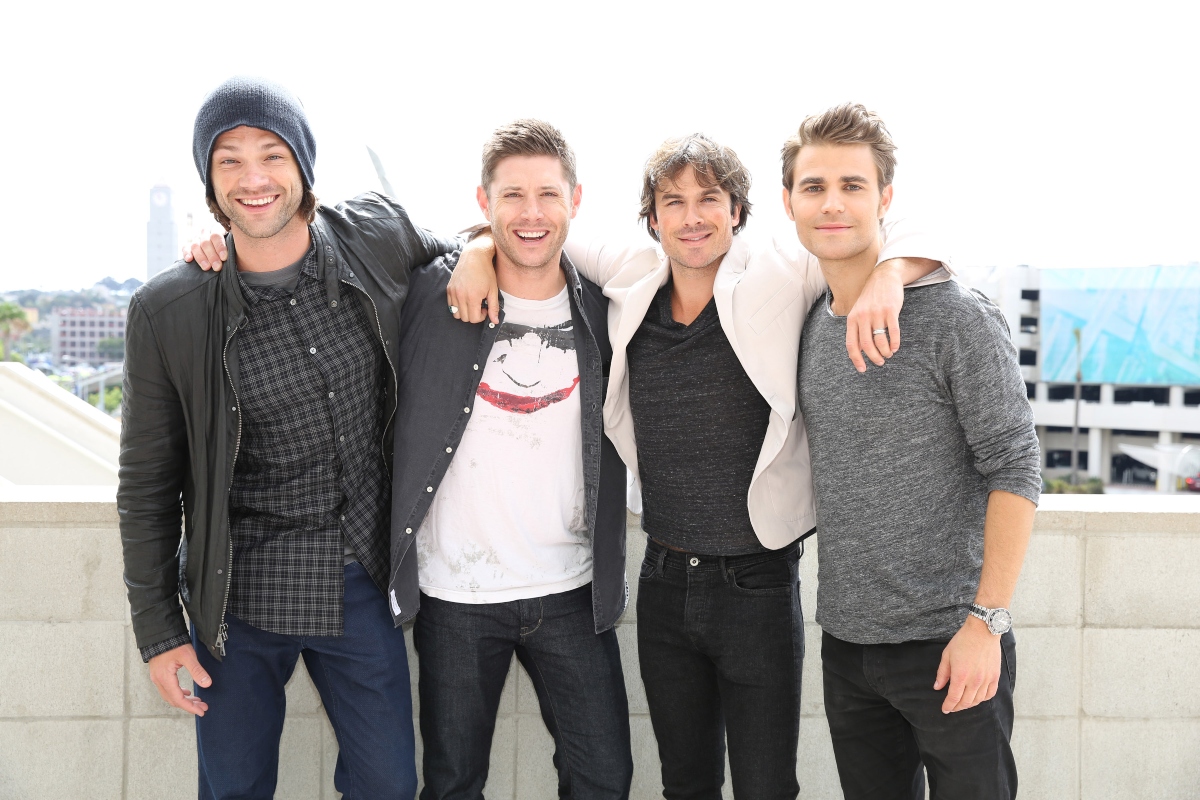 'Supernatural' stars Jared Padalecki and Jensen Ackles with 'The Vampire Diaries' stars Ian Somerhalder and Paul Wesley at Comic-Con International 2015