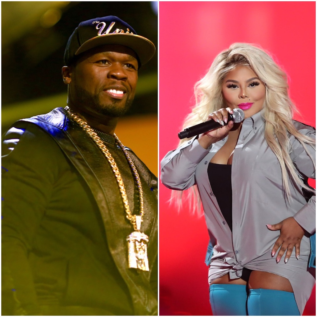 50 Cent performs on Stage and Lil Kim performs on stage