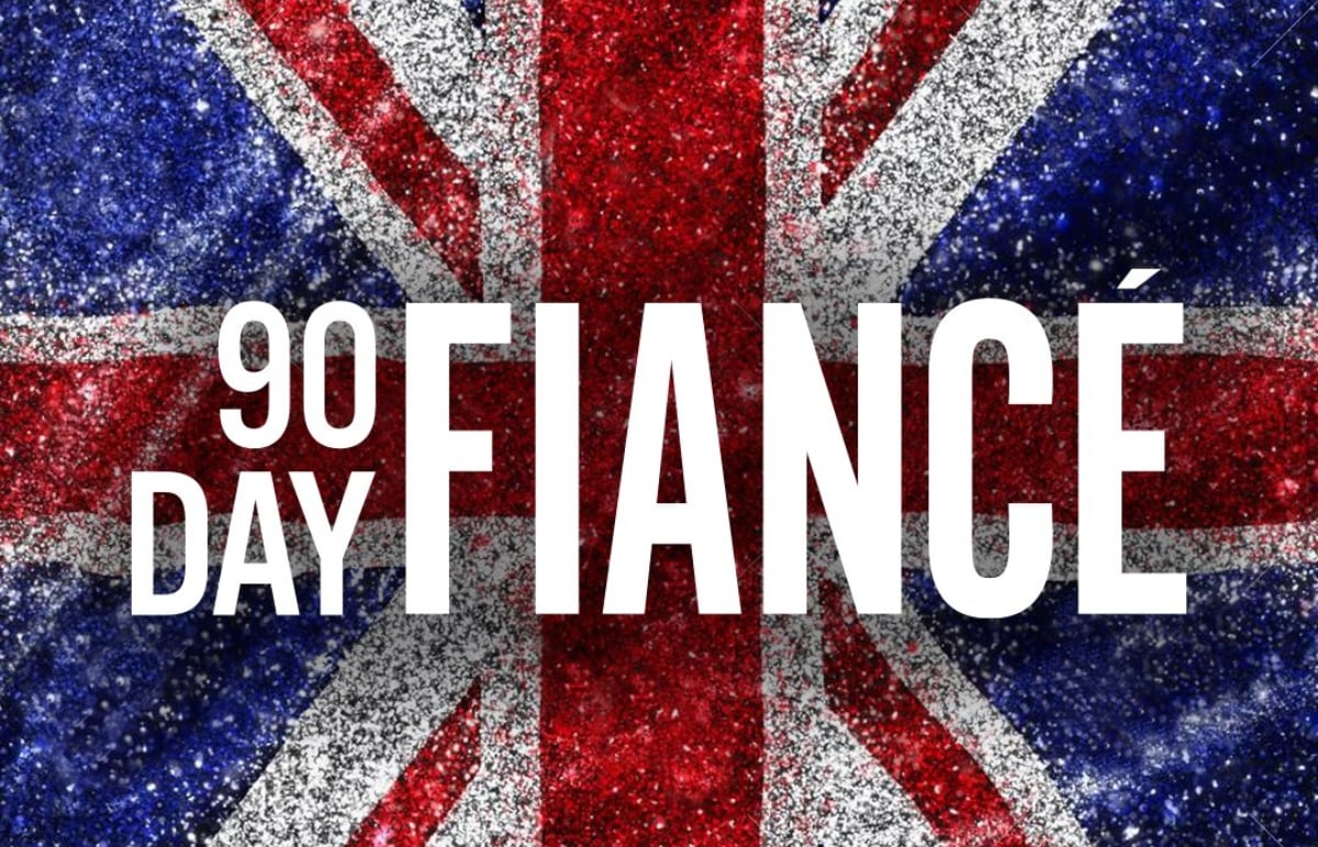 '90 Day Fiancé UK' logo over UK flag