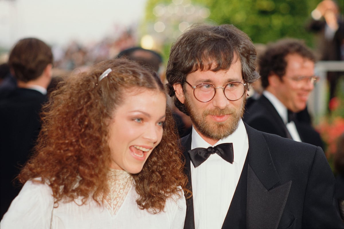 Amy Irving and Steven Spielberg talk on the red carpet