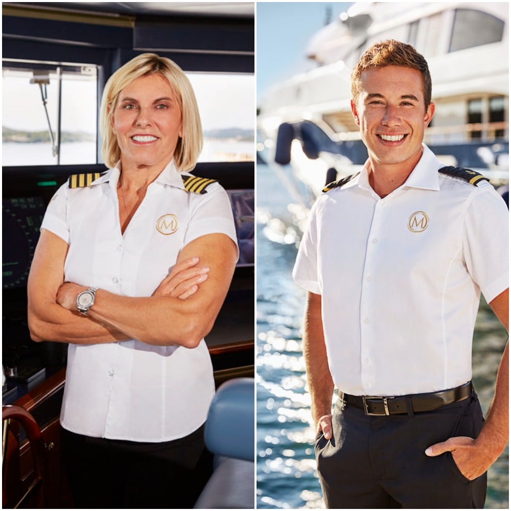 Below Deck Mediterranean Season 6 cast photo of Captain Sandy Yawn and David Pascoe