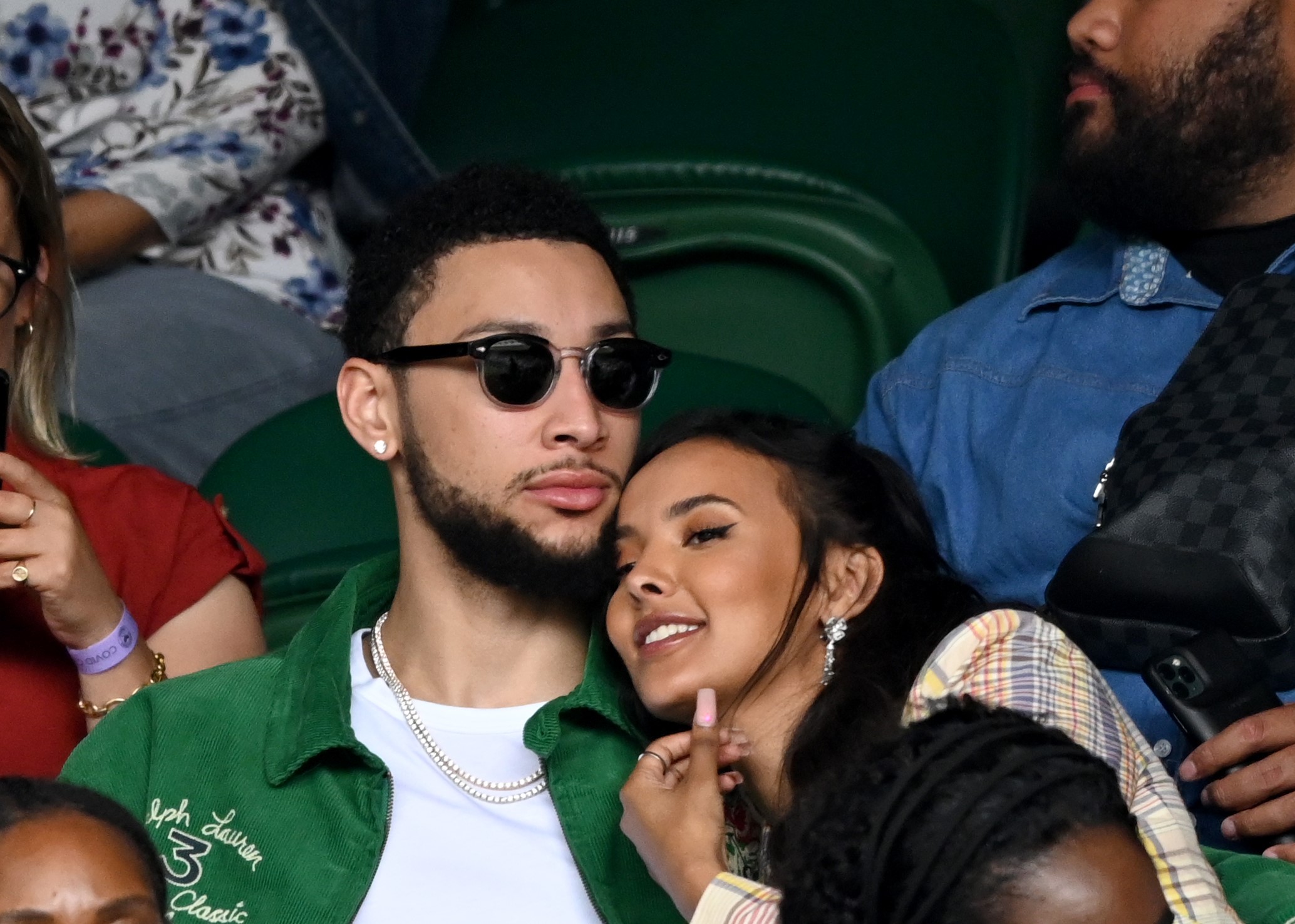 Ben Simmons and Maya Jama getting cozy in the stands at Wimbledon Championships